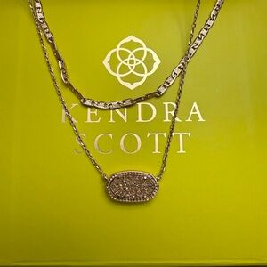 Kendra Scott Gold Layered Necklace with Sparkling Pendant